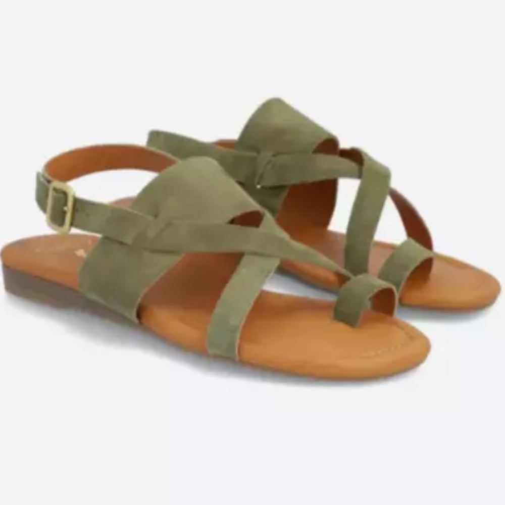 SARTO GIA SUEDE STRAPPY SANDAL - OLIVE GREEN - SIZE 9